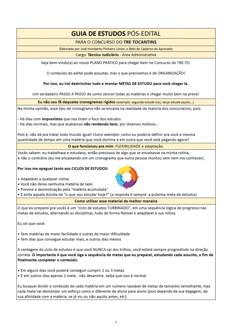 Guia de Estudos para TRE-TO - AMOSTRA @cadernoaprovado_2